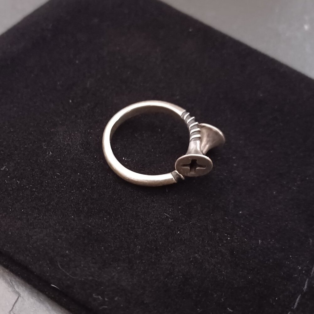 Steampunk screw ring sterling silver